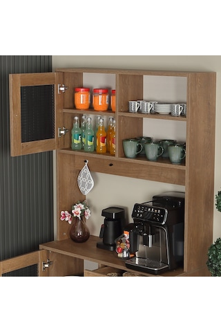 Pasific Home Grano Kahve Köşesi Çok Amaçlı Kiler Dolabı, 96 cm, Koyu Meşe