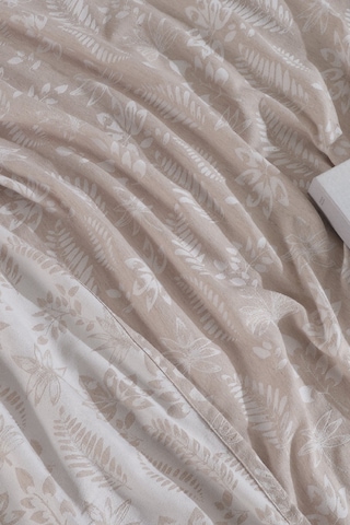 Elart Mokka Keten Görünümlü Çift Kişilik Yatak Örtüsü Pike Seti