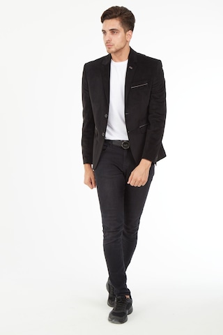 Sposo G-192 Dar Kalıp Örme Kumaş Siyah Erkek Blazer Ceket Siyah