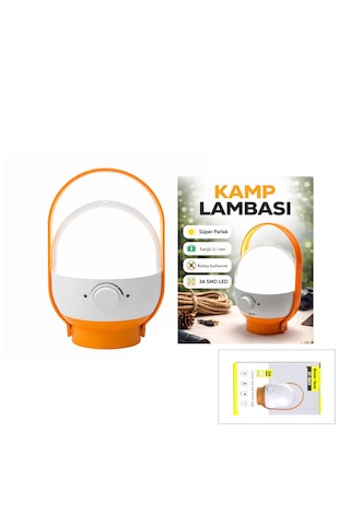 Go İthalat 34 Led Kamp Lambası - Fener Usb Şarjlı Ayarlanabilir Işık 4.8w - 2400mah St-5661 Beyaz - Turuncu