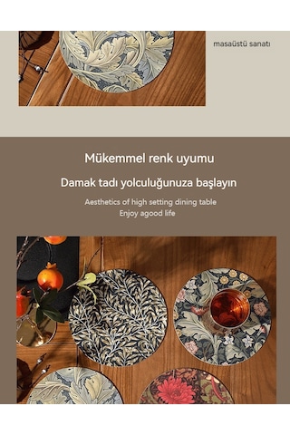 Mutfak Masası Yuvarlak Deri Bardak Altlığı 001 Çok Renkli