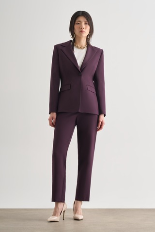 Mizalle Mürdüm Tek Düğme Klasik Blazer Ceket Mürdüm
