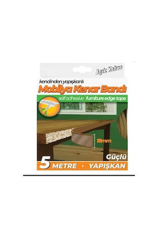 Kendinden Yapışkanlı Masa,raf,dolap,tezgah,mobilya Kenar Bandı 18mmx5 Metre-açık Kahve