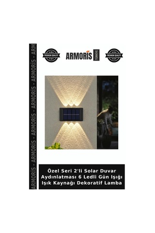 Özel Seri 2'li Solar Duvar Aydınlatması 6 Ledli Gün Işığı Işık Kaynağı Dekoratif Lamba
