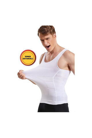 Erkek Göbek Sıkılaştırıcı Beyaz Korse Atlet Beyaz