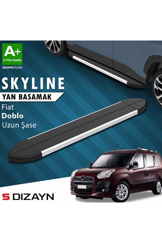 S-dizayn Fiat Doblo 2 Uzun Şase Skyline Aluminyum Yan Basamak 223 Cm 2010-2023 A+ Kalite