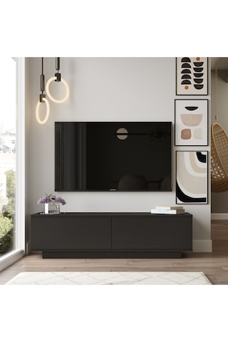 Vilinda Tv Ünitesi 140cm Ağaç Dokulu Tv Sehpası Siyah Vıl1-lb Siyah