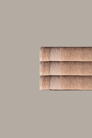 3 Lü Kareli Bej Renk Yumuşak Pamuk El Yüz Havlusu Seti 50x90 Cm