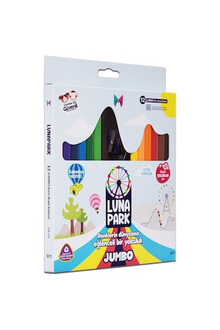 Masaüstü Lunapark Jumbo Kuru Boya Kalemi 12 Renk