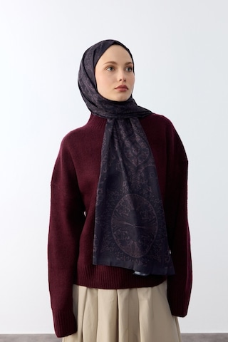 Mirsoy Scarf Mirayze Etnik Desen Şal Mürdüm