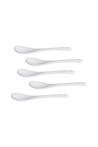 Honmex 5'li Seramik Kahve Kaşığı Seti - Dayanıklı, Yıkama Makinesine Uygun, Ev/restoran İçin Pratik Tabak Çeşidi Beyaz