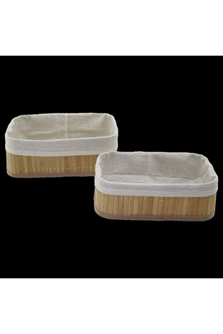 Bambu Kenarlı Organizer Sepet 2'li 19x27x10 & 15x24x8 Cm Çok Renkli