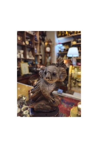 Dekoratif Koala Figürü Ahşap Tabanlı Biblo