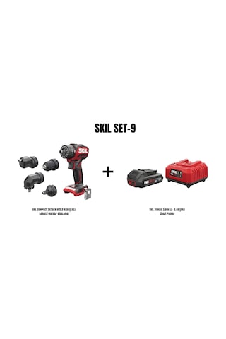 Skil Set-9 Skil Compact 3076CA Akülü 4x Başlıklı Darbeli Matkap Vidalama + Skil 3136AA 2AH Li + 2.4A Şarj Cihazı Promo
