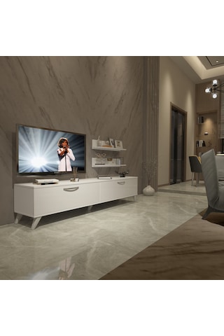 Decoraktiv Eko 4 Slm Std Retro Tv Ünitesi Tv Sehpası - Parlak Beyaz