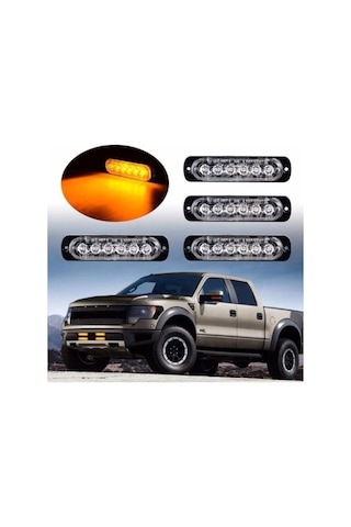 Ahmet Otomotiv 4 Adet Beyaz Camlı Sarı Amber Çakar Lamba 11cm 12v-24v