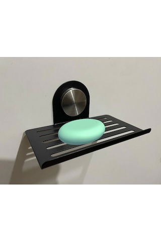 Kitaro Kendinden Yapışkanlı Ve Vidalı Sabunluk Silindirli Mat Siyah Siyah