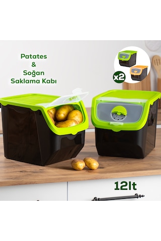 Porsima 1506 2'li 12l Çok Amaçlı Erzak Saklama Kutusu Sebzelik Ye