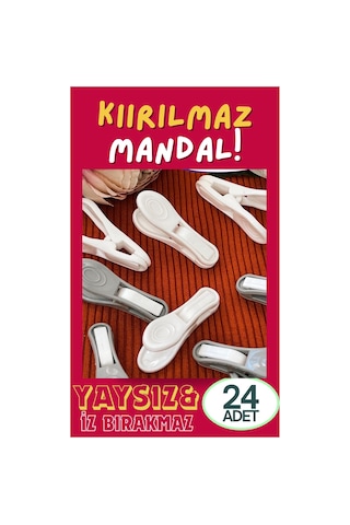 24 Adet Kırılmaz Mandal Yaysız Mandal Slikon Mandal İz Yapmaz Mandal Diğer