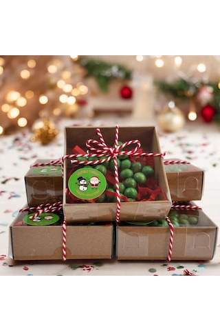 Yılbaşı-yeni Yıl - Hediyesi Kutulu Yeşil Ahşap Boncuk Yıldız Anahtarlık