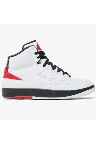 Nike Air Jordan 2 Retro Chicago Leather Unisex Sneaker Hakiki Deri Bilekli Günlük Spor Ayakkabı Beyaz Kırmızı Siyah Beyaz