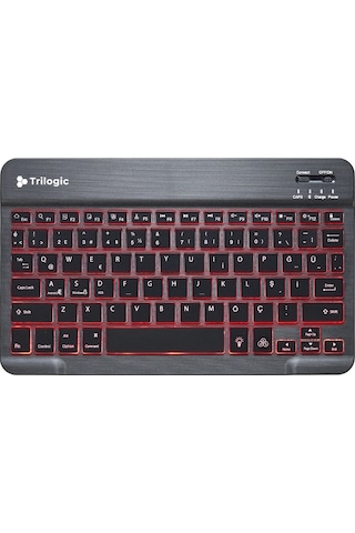Trilogic Bright KBT501 7 Renk Led Aydınlatmalı Kablosuz Bluetooth Klavye