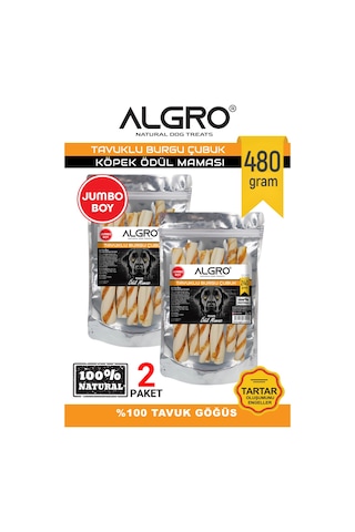 Algro Tavuk Göğüs Etli Jumbo Boy Burgu Çubuk 2 x 240 G