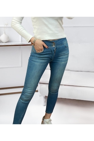 Efnaz Style Yüksel Bel Likralı Kot Pantolon Yeşil