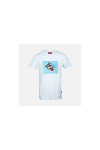 John Frank Erkek Beyaz Baskılı T-shirt Siyah