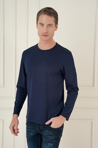 Efor Comfort Fit Bisiklet Yaka Uzun Kol Casual Lacivert Tişört Ts 892 Lacivert