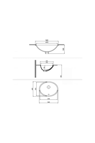 Quarter Bath Tezgah Altı Lavabo 54x44 Cm Gömme Lavabo Parlak Beyaz Seramik 70sp25054