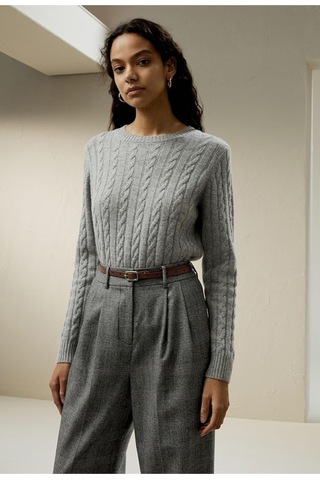 Youknitwear You Rio Bisiklet Yaka Kadın Kazak Gri