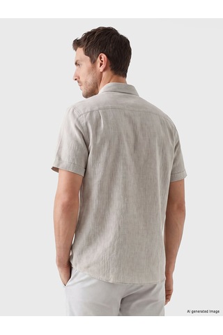 Lcwaıkıkı Classic Bej Regular Fit Keten Karışımlı Erkek Gömlek