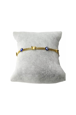 Çelik Kelebek Lacivert Göz Altın Renk Kararmaz Bayan Bileklik Çelik