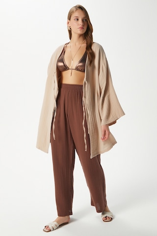 Ritnice Kadın Sandra %100 Pamuk Müslin Bağcıklı Bej Kimono Bej