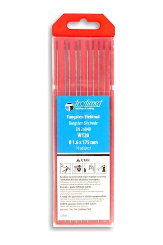 1,6 Mm Wt-20 Kırmızı Tungsten Elektrot 175 Mm Trafimet Adet Fiyatı