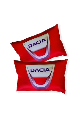 Dacia Logolu Araç Seyahat Boyun Yastığı & Emniyet Kemer Pedi - Dijital Baskılı İkili Konfor Seti Kırmızı