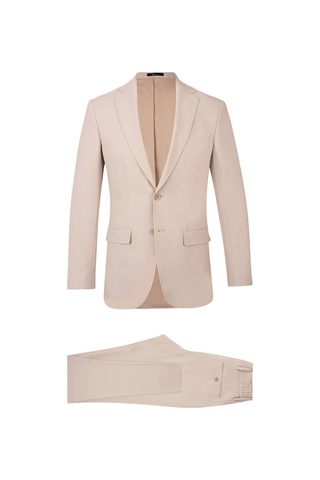 Hatemoğlu Bej Slim Fit Mono Yaka Casual Takım Elbise