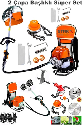 Staxx STX1400 14Hp Benzinli Çim Ot Biçme Sırt Tipi Tırpan Seti