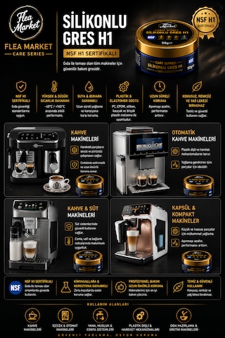 Kahve Makinesi, Gıda Makinesi, O-ring, Conta Ve Hareketli Parçalar İçin Profesyonel Bakım Gresi Nsf H1 Silikonlu Gres Beyaz - Şeffaf