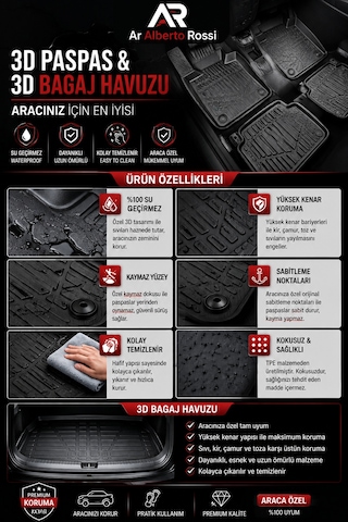 Suzuki S-cross 2022-2026 Araca Özel 3d Paspas + 3d Bagaj Havuzu