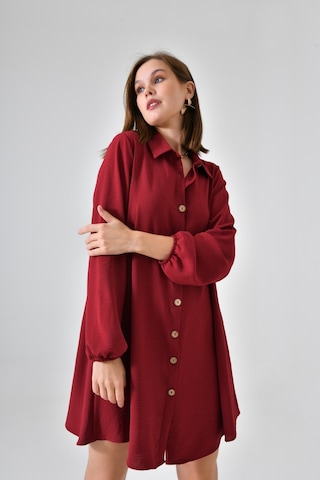 Bordo Ahşap Düğmeli Tunik Bordo