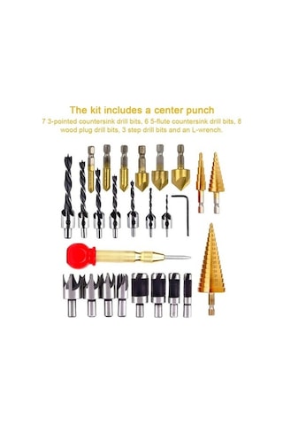 Tongxida 26 Adet Ağaç İşleme Pah Delme Aracı Havşa Matkap Uçları Profesyonel İşçiler İçin