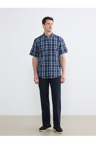 Lcwaıkıkı Classic Lacivert Regular Fit Ekose Armürlü Erkek Gömlek
