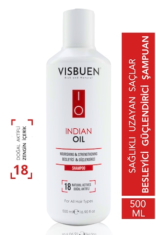 Visbuen Hint Yağı 18 Doğal Aktifli Hızlı Saç Uzatma Etkili Şampuan 500 ML