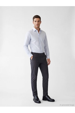 Lcw Busıness Mavi Slim Fit Çizgili Erkek Gömlek