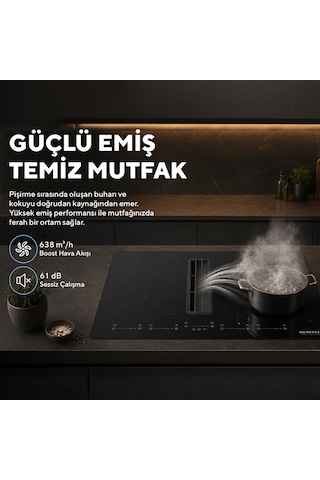 Kumtel HFLOW-6074 Davlumbaz Entegreli İndüksiyon Ocak