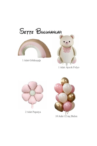 Baby Shower Retro Papatya Temalı Kız Bebek Kutlama Seti Pembe