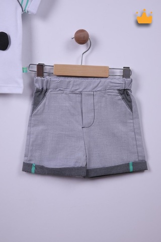 Babyhola %100 Pamuk Erkek Bebek Koala Detaylı Çizgili Şortlu Takım 2548 001