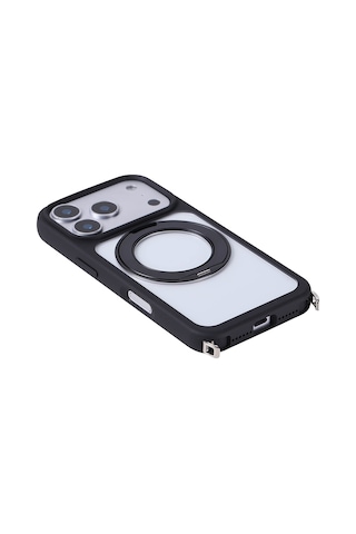 Subutu Apple Uyumlu iPhone 17 Pro Kılıf M-safe Şarj Özellikli Standlı Sbt Piza Silikon Kapak - Siyah Siyah